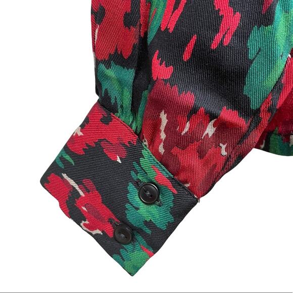 Vintage Pendleton Country Sophisticates Size 8 Floral Wool Blend Blouse Red - Picture 10 of 12